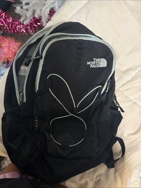 The North Face Black Backpack with Light Gray Trim